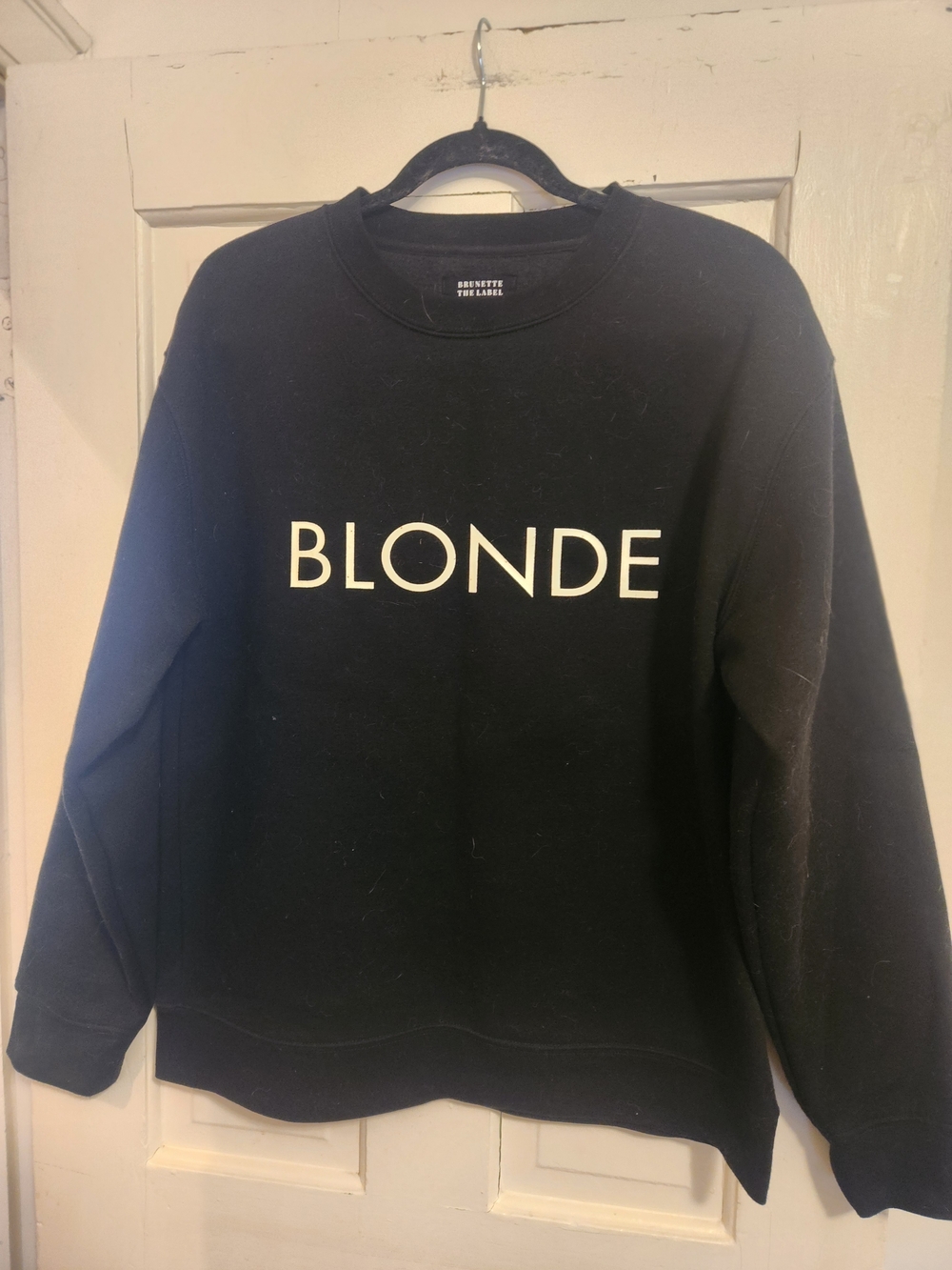Brunette The Label Black 'BLONDE' Graphic Crewneck Sweater